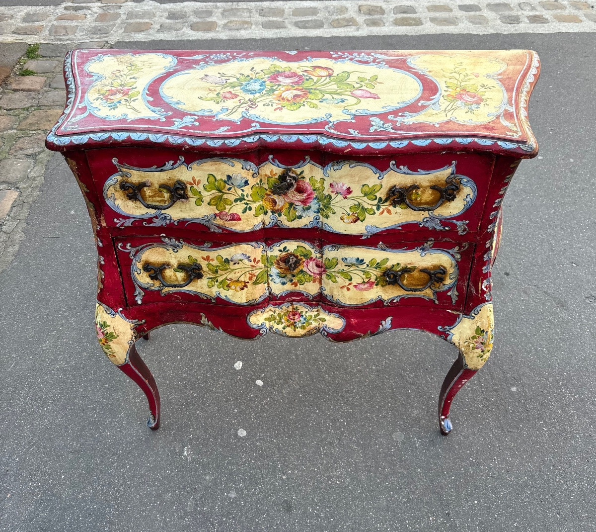 Italian Painted Chest Of Drawers, Late 19th Century, Venetian Style -photo-3