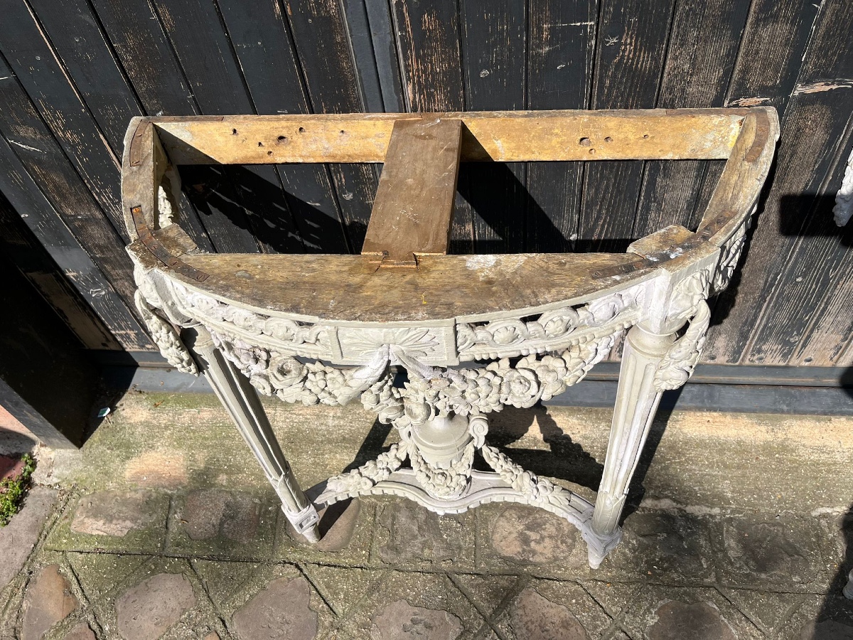 Pair Of 1/2half Moon  Consoles  French XVIII Eme Century  Louis XVI -photo-2