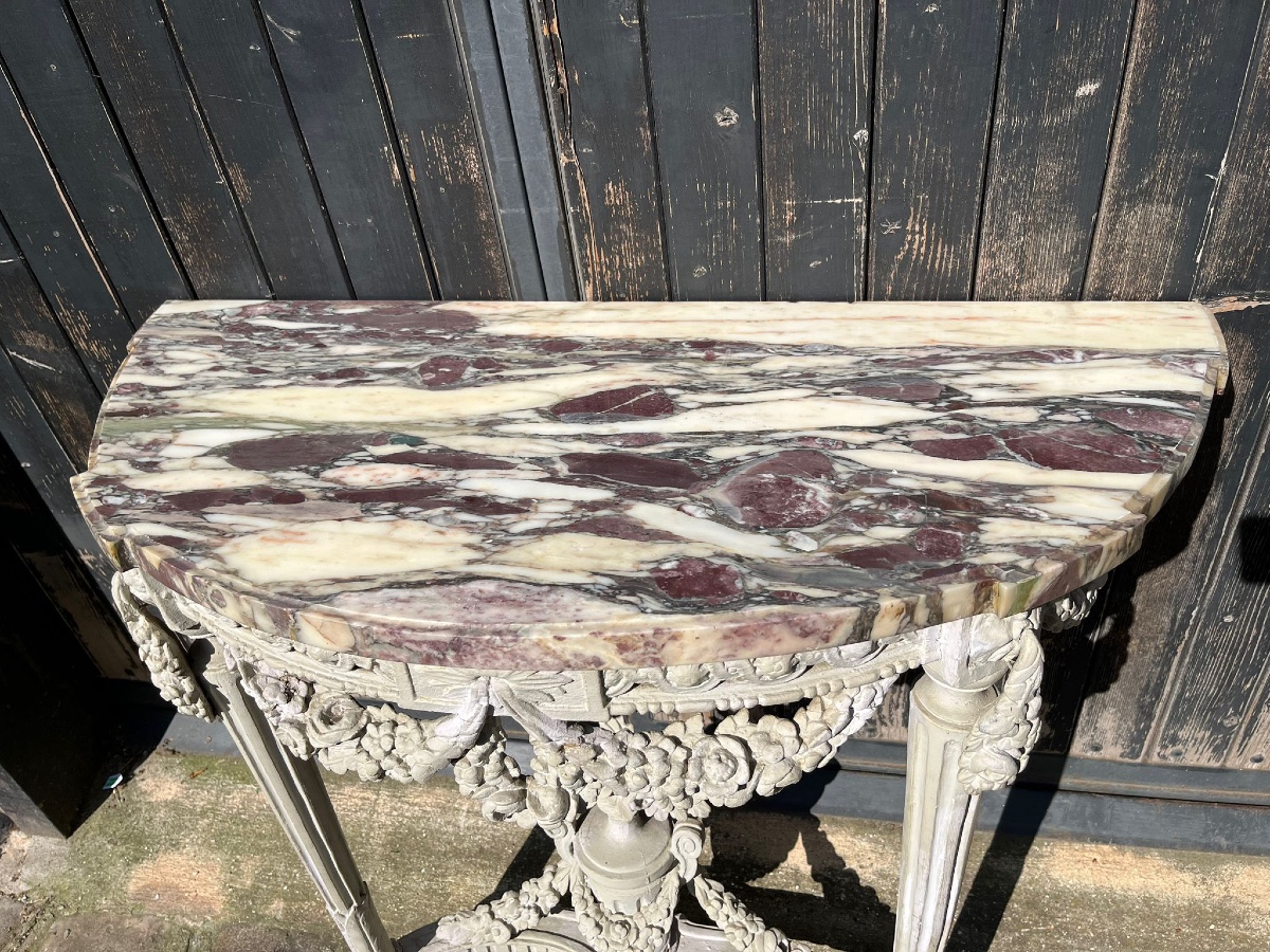 Pair Of 1/2half Moon  Consoles  French XVIII Eme Century  Louis XVI -photo-4