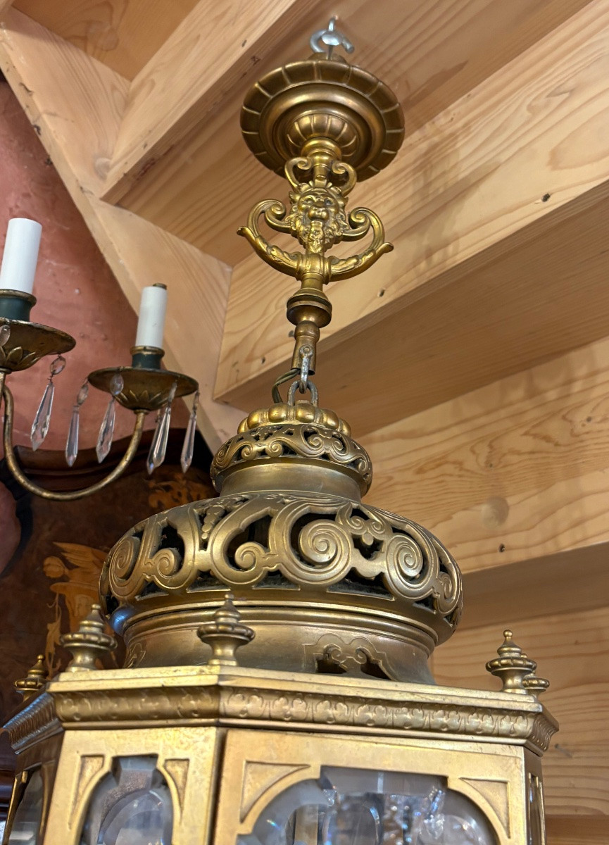 Gilt Bronze Lantern In The Neo-oriental Style, Late 19th Century -photo-3