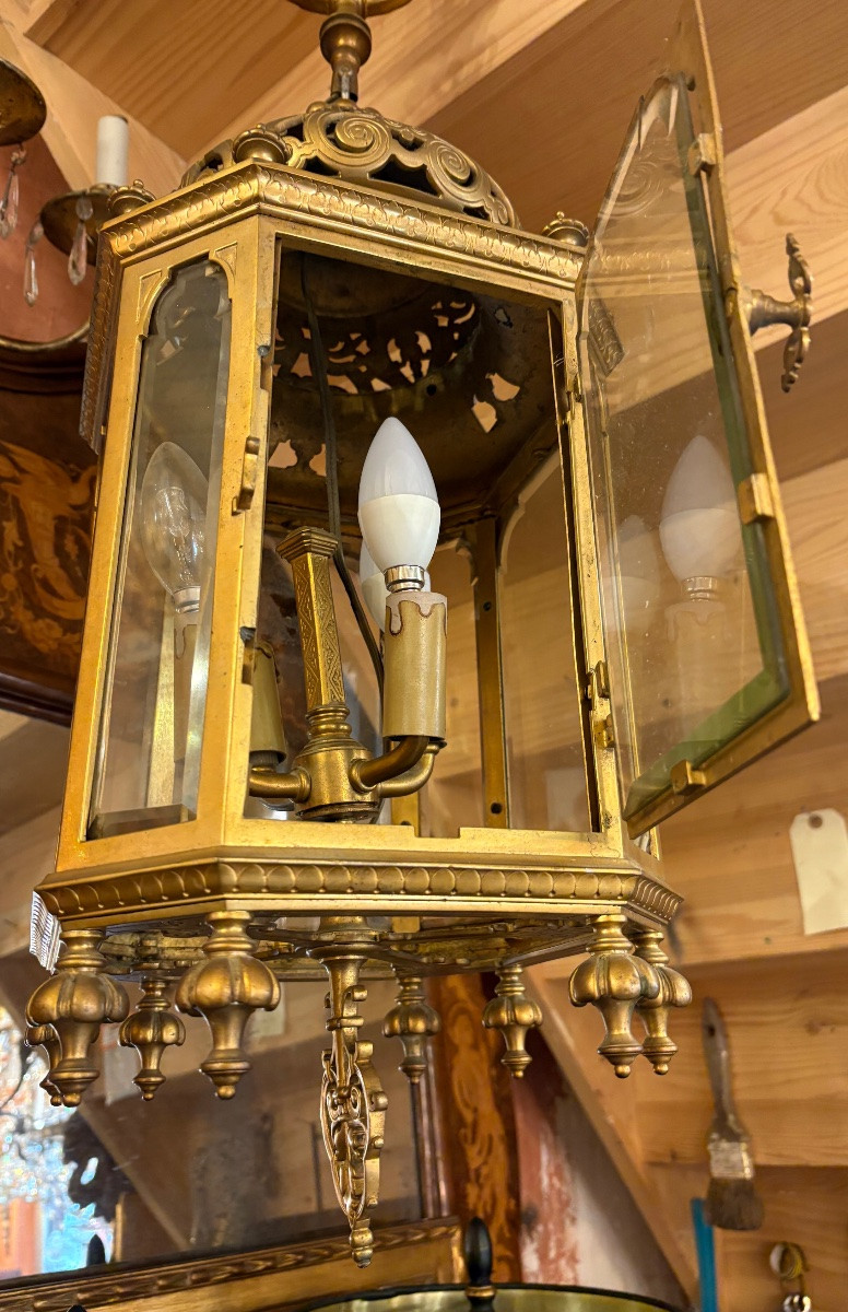 Gilt Bronze Lantern In The Neo-oriental Style, Late 19th Century -photo-4