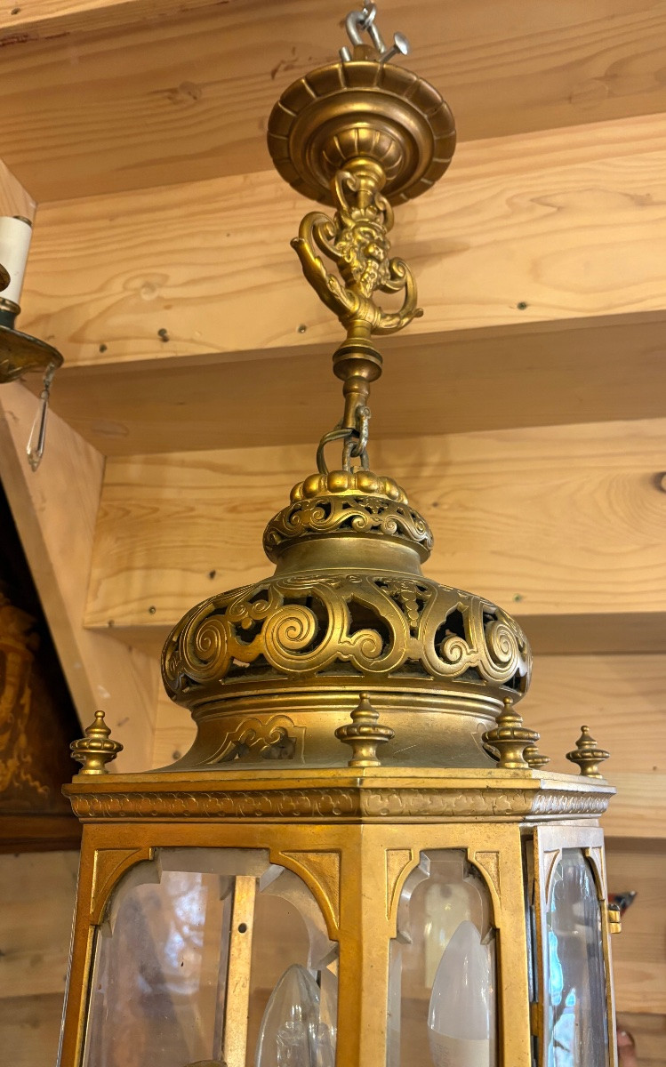 Gilt Bronze Lantern In The Neo-oriental Style, Late 19th Century -photo-3