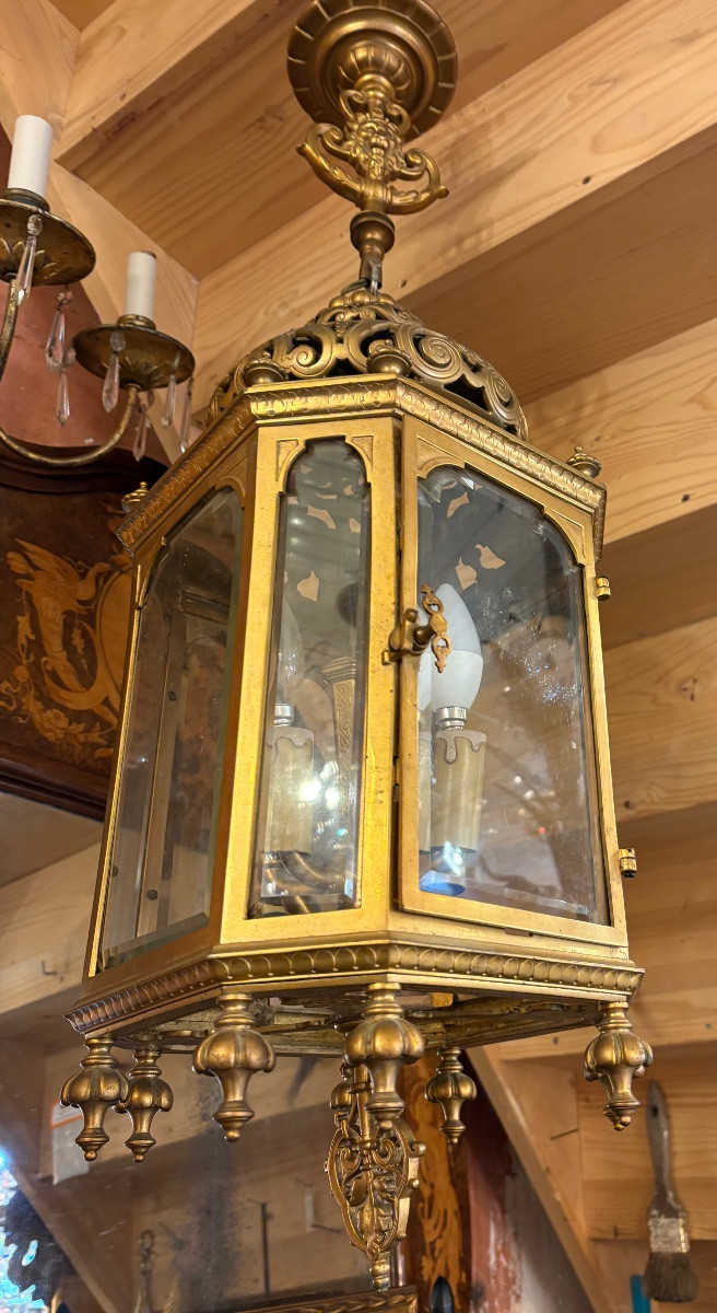 Gilt Bronze Lantern In The Neo-oriental Style, Late 19th Century -photo-6