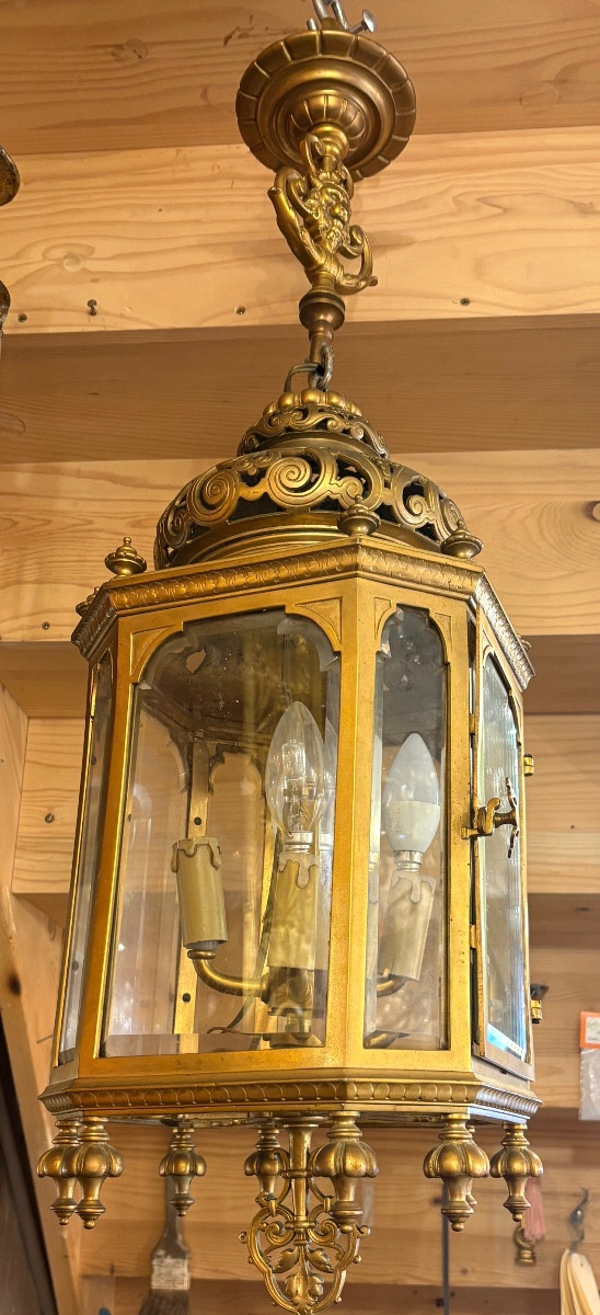 Gilt Bronze Lantern In The Neo-oriental Style, Late 19th Century 