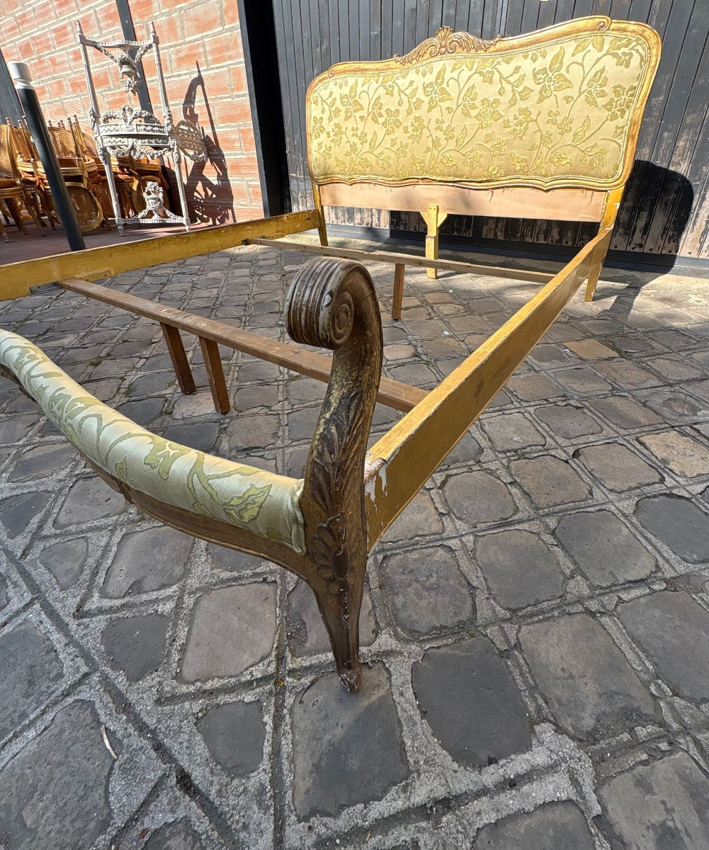 Grand Lit en bois doré et sculpté XIX EME Italie -photo-1