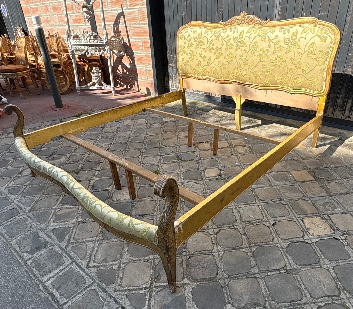 Grand Lit en bois doré et sculpté XIX EME Italie -photo-3