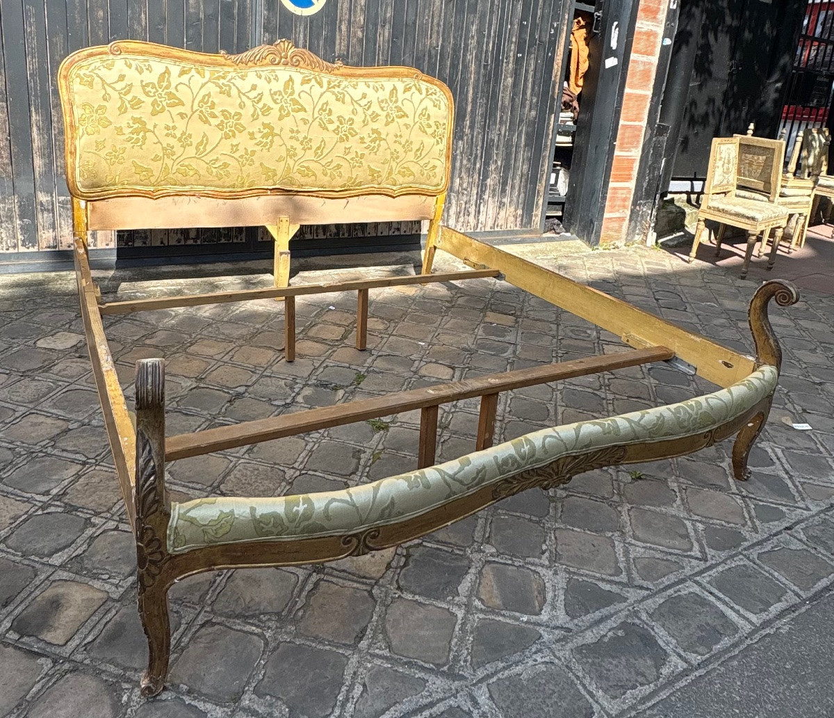 Grand Lit en bois doré et sculpté XIX EME Italie -photo-4