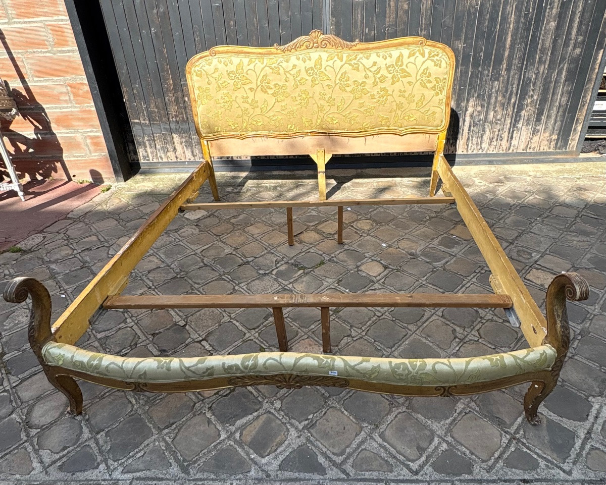 Grand Lit en bois doré et sculpté XIX EME Italie -photo-5