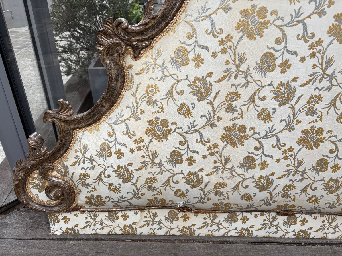 Carved And Silver-plated Wood Italian Headboard XX Eme-photo-3