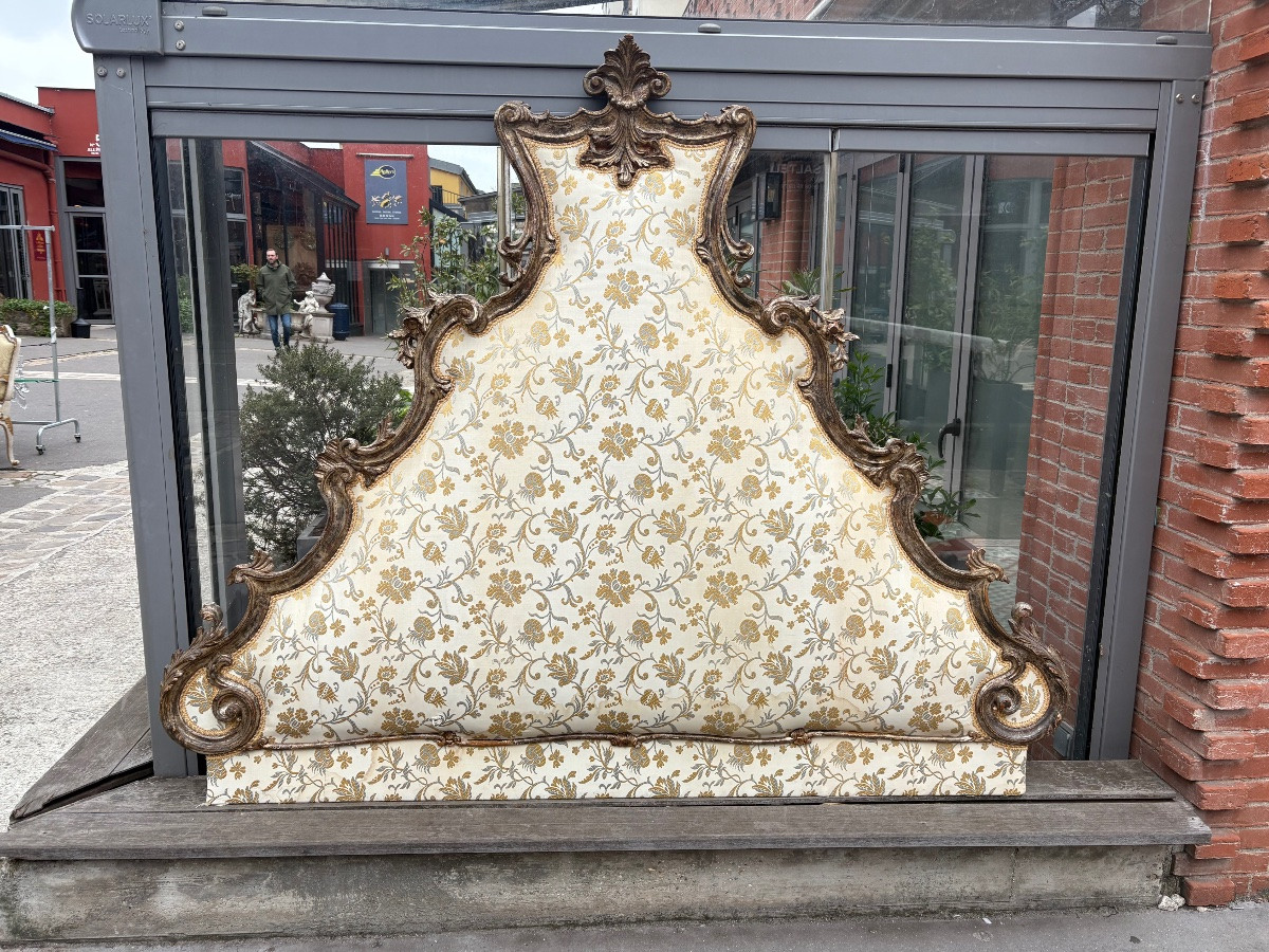 Carved And Silver-plated Wood Italian Headboard XX Eme-photo-1