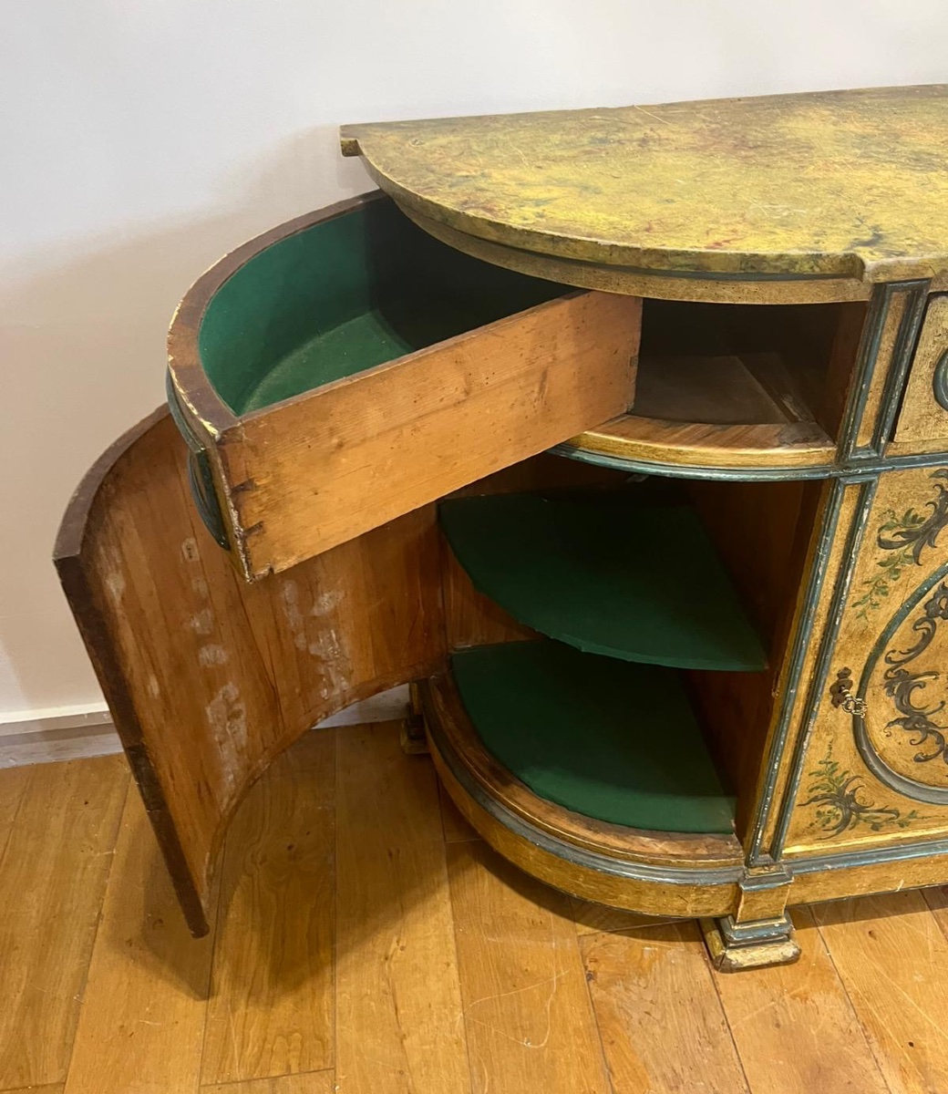 Buffet peint italien 3 portes dessus marbre XIX EME -photo-3