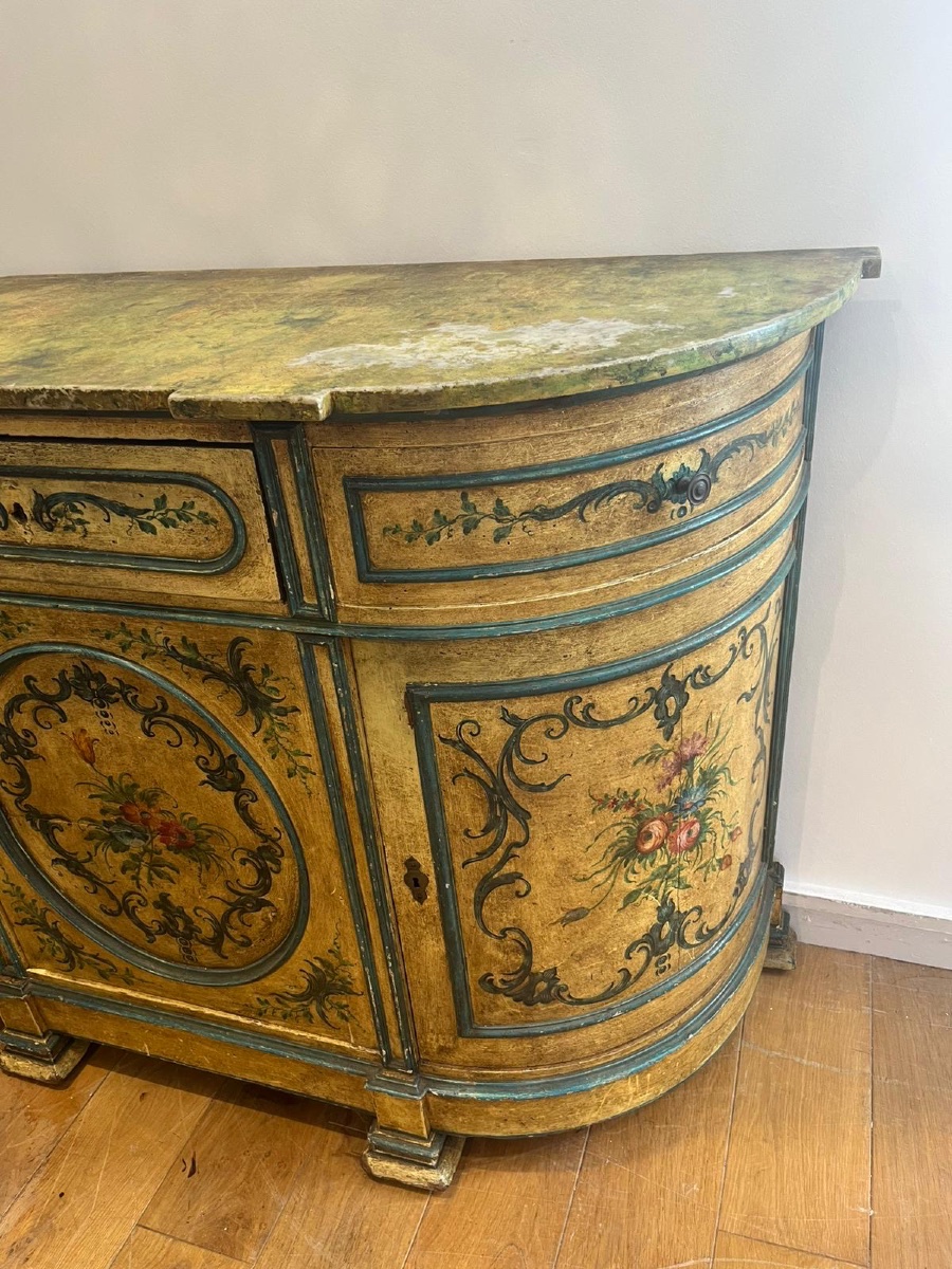 Buffet peint italien 3 portes dessus marbre XIX EME -photo-1