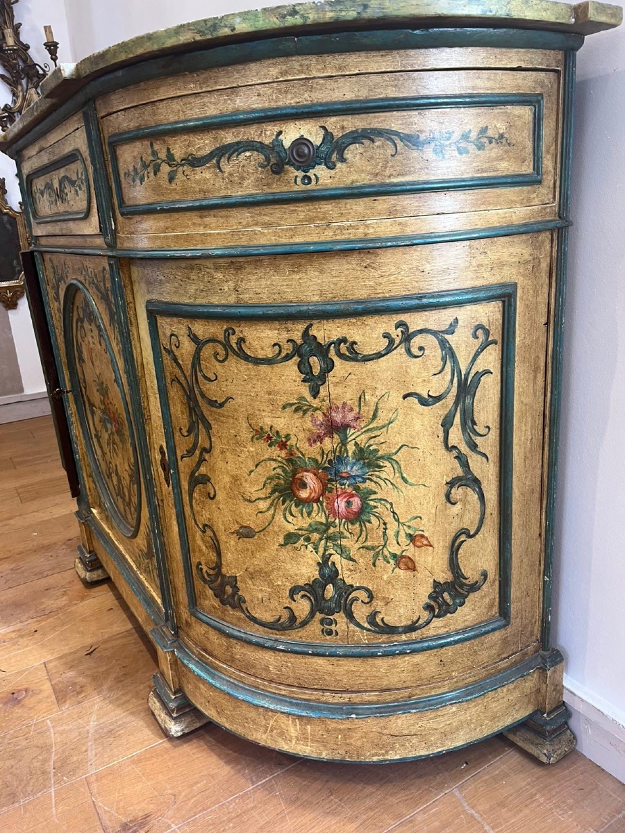 Buffet peint italien 3 portes dessus marbre XIX EME -photo-2
