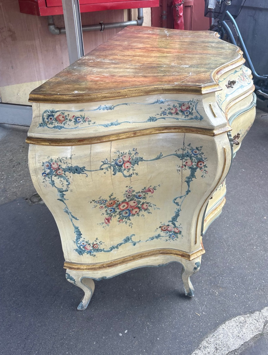 Early XX Eme Venetian-style Painted Chest Of Drawers-photo-3