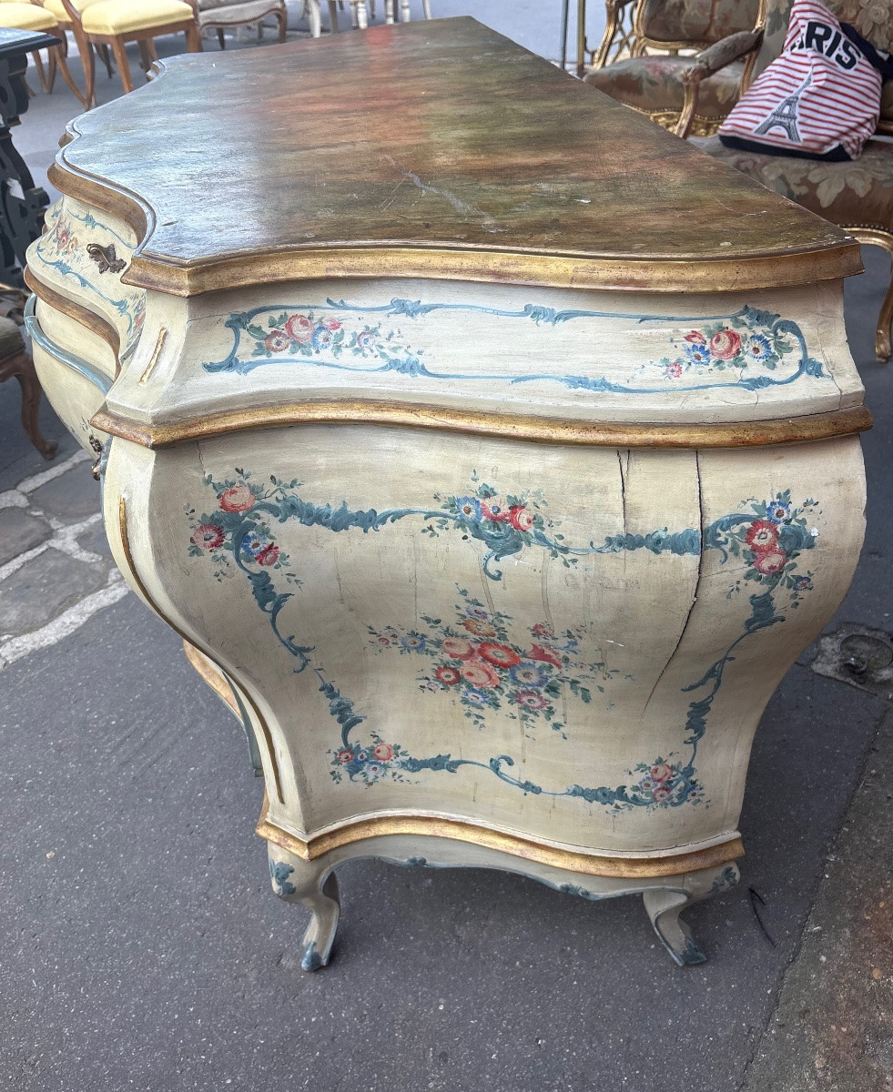 Early XX Eme Venetian-style Painted Chest Of Drawers-photo-4