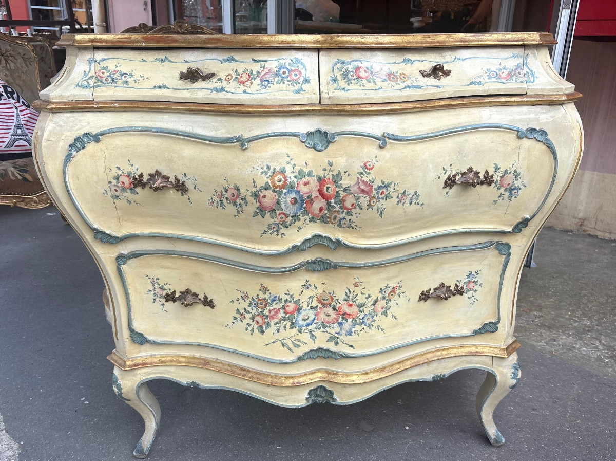 Early XX Eme Venetian-style Painted Chest Of Drawers