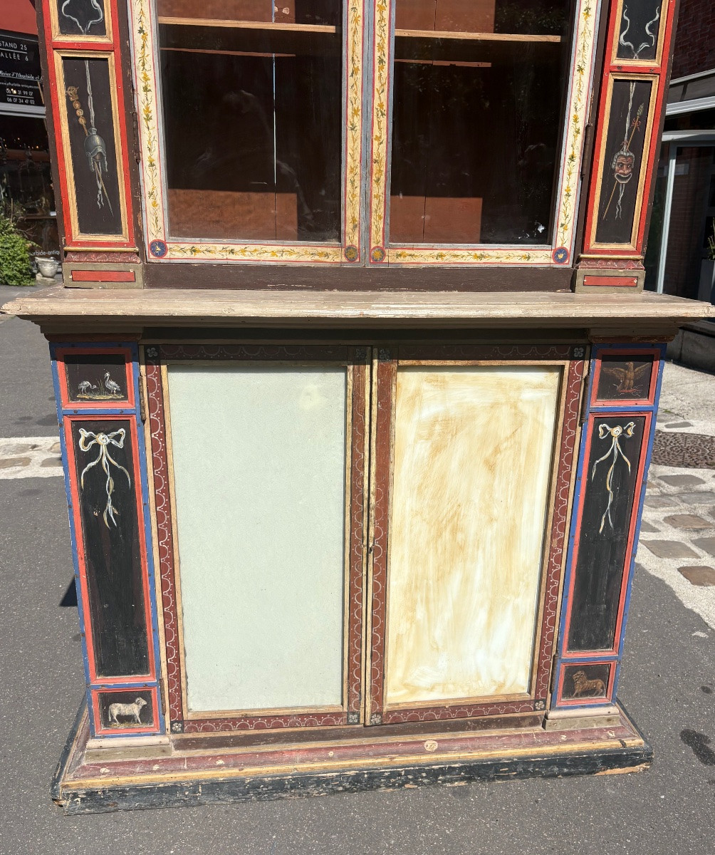 Buffet 2 Corps Painted With Pompeian Decor Italy Early XIX Eme-photo-5