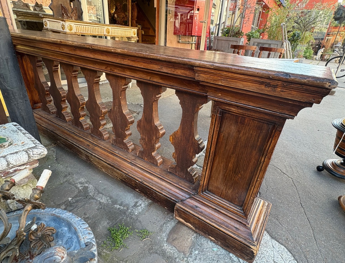 Double-sided Balustrade In Patinated Wood Late 18th Century Italy-photo-4