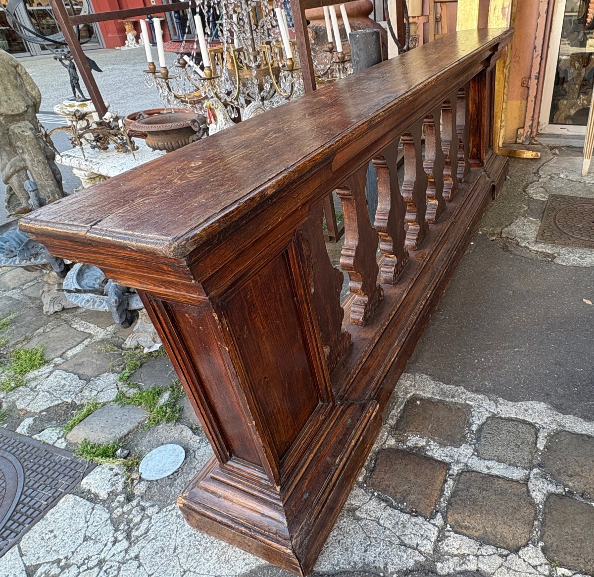 Double-sided Balustrade In Patinated Wood Late 18th Century Italy-photo-1