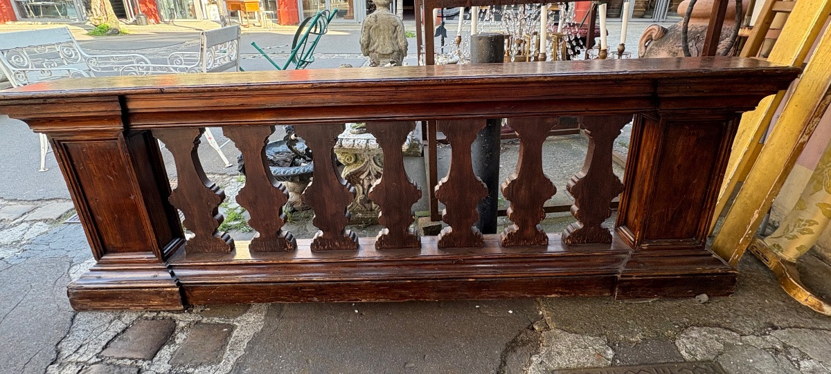 Double-sided Balustrade In Patinated Wood Late 18th Century Italy-photo-2
