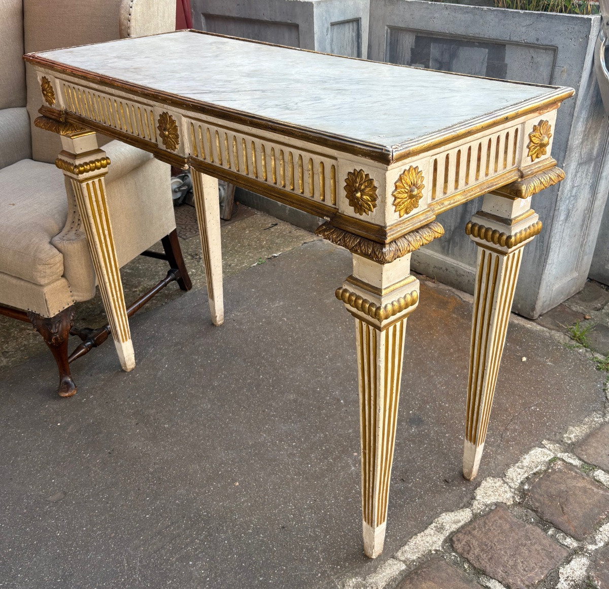 Console italienne fin XVIII EME laquée et dorée  -photo-3