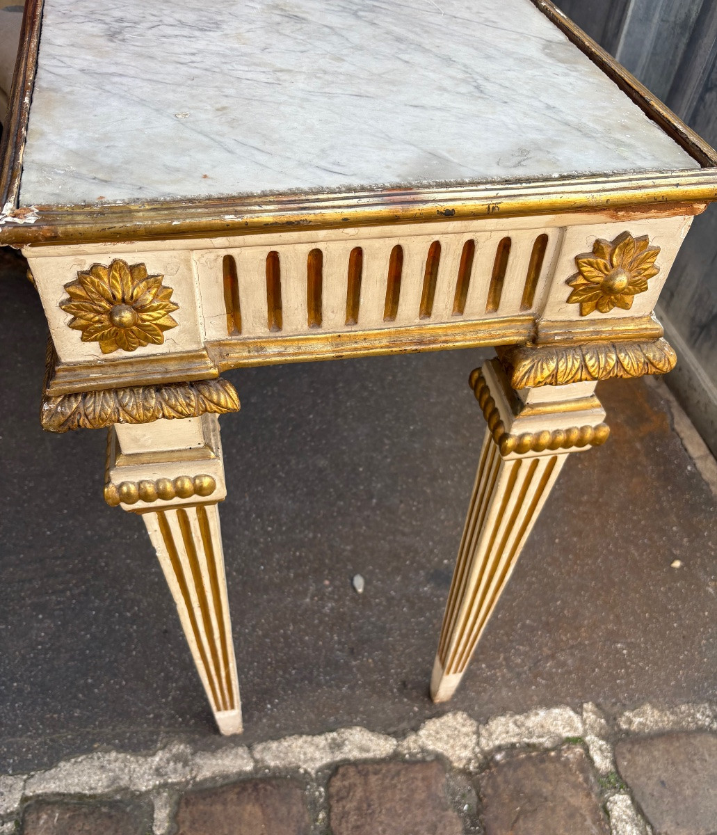 Console italienne fin XVIII EME laquée et dorée  -photo-1