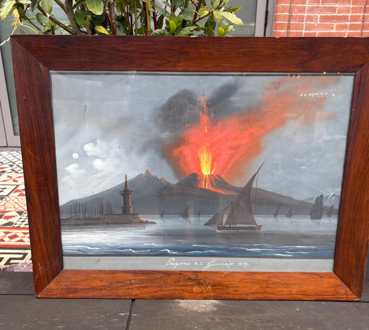 Pair Of Neapolitan Gouaches XIX Eme Walnut Frame-photo-4