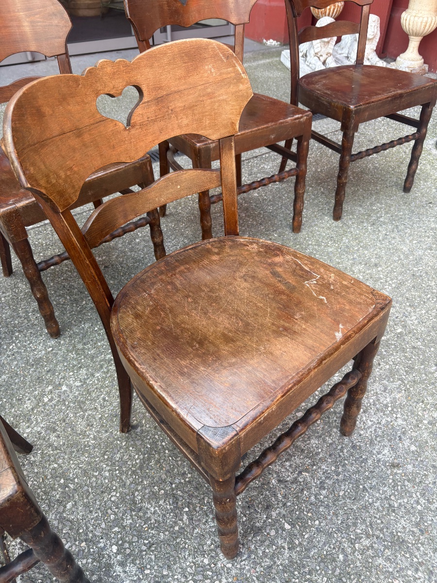 Set Of 10 Early XX Eme Bistro-style Chairs-photo-3