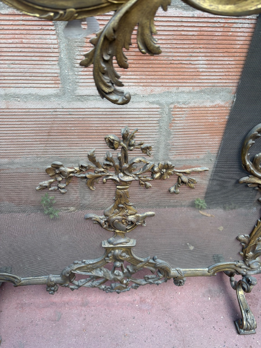 Pare feu en bronze fin XIX EME style  Louis  XV  -photo-3