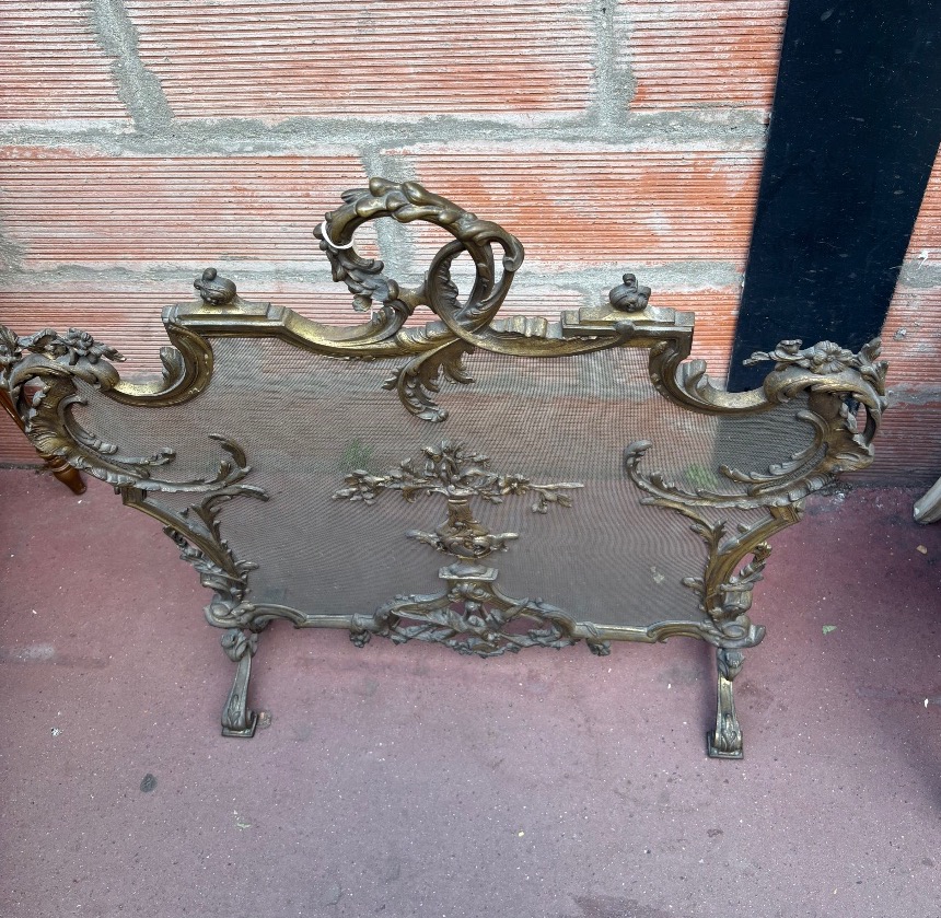 Pare feu en bronze fin XIX EME style  Louis  XV  -photo-4