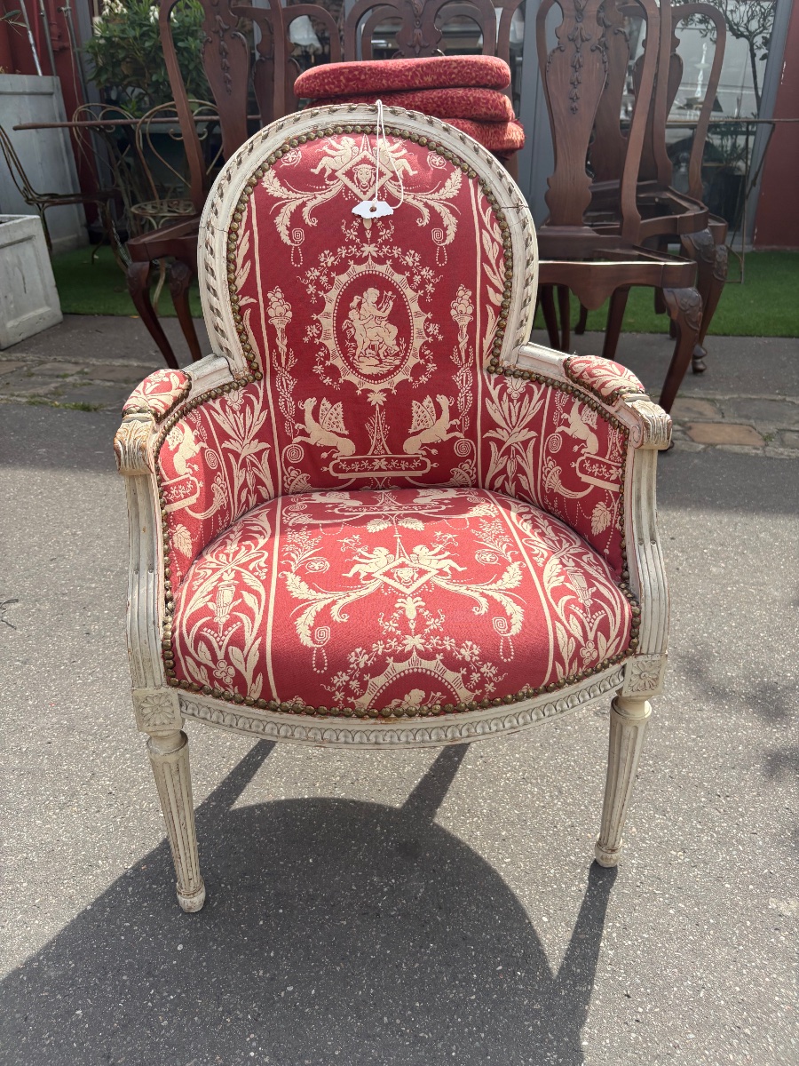 Bergère d’enfant de style Louis XVI  laquée , fin XIX EME 