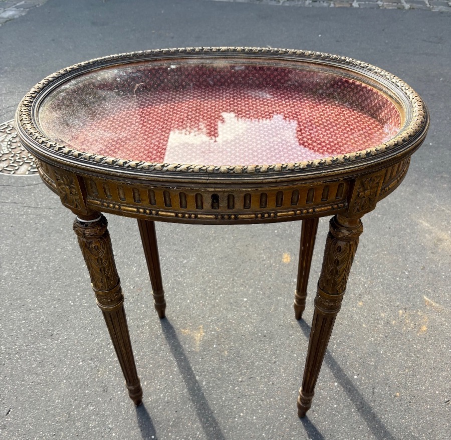 Small Gilded Wood Display Table In The Late 19th Century Louis XVI Style-photo-2