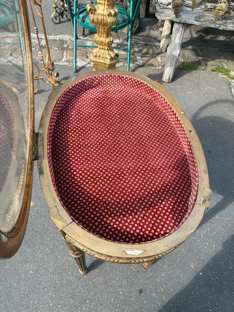 Small Gilded Wood Display Table In The Late 19th Century Louis XVI Style-photo-3