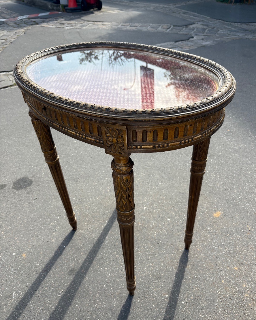 Small Gilded Wood Display Table In The Late 19th Century Louis XVI Style-photo-4