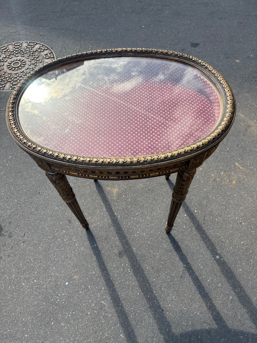 Small Gilded Wood Display Table In The Late 19th Century Louis XVI Style-photo-2