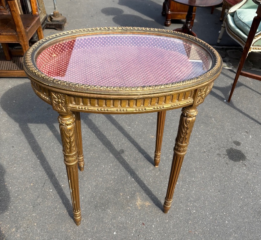 Small Gilded Wood Display Table In The Late 19th Century Louis XVI Style