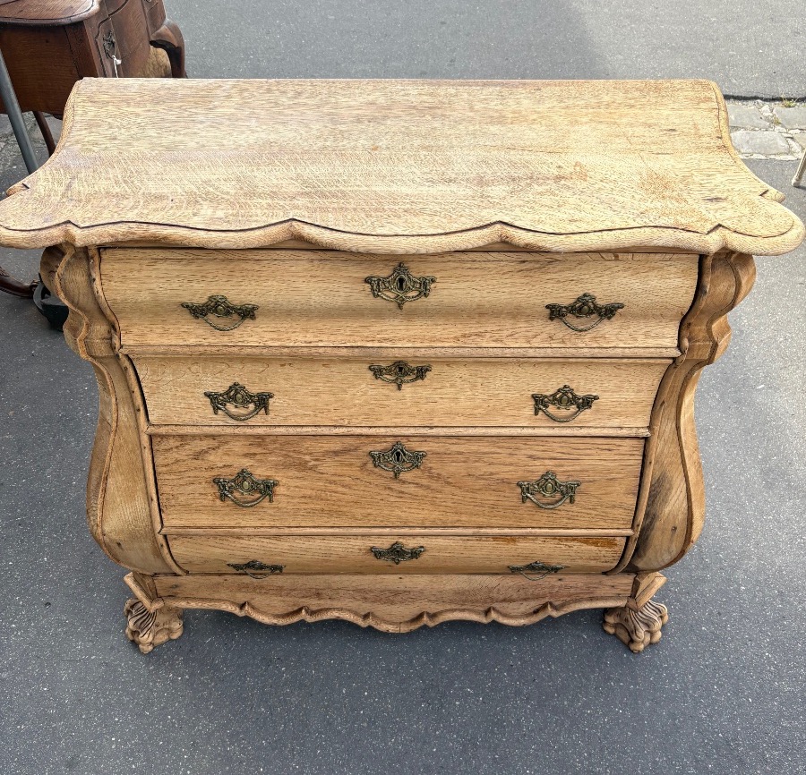 Petite commode hollandaise Chene XIX EME façade galbée 4 tiroirs -photo-3