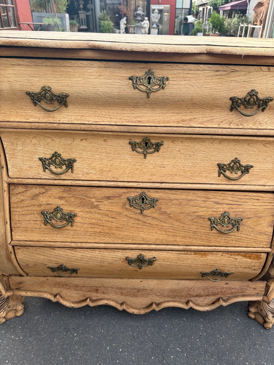 Petite commode hollandaise Chene XIX EME façade galbée 4 tiroirs -photo-4