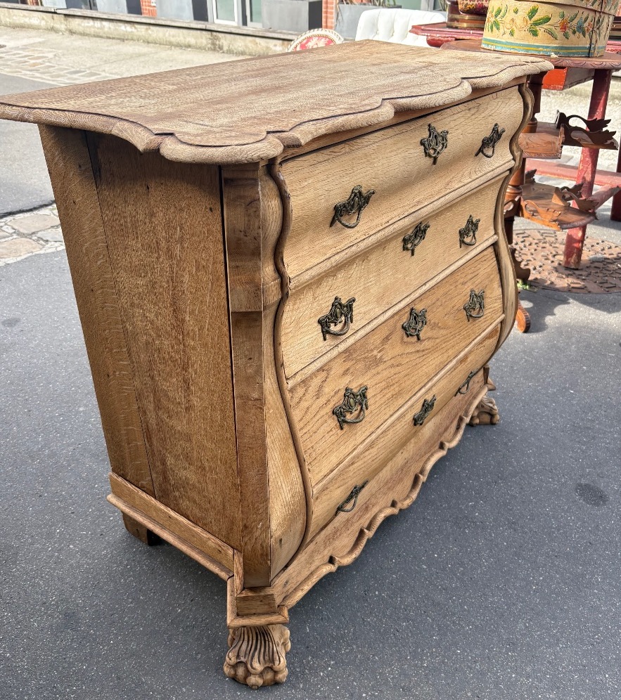 Petite commode hollandaise Chene XIX EME façade galbée 4 tiroirs -photo-1