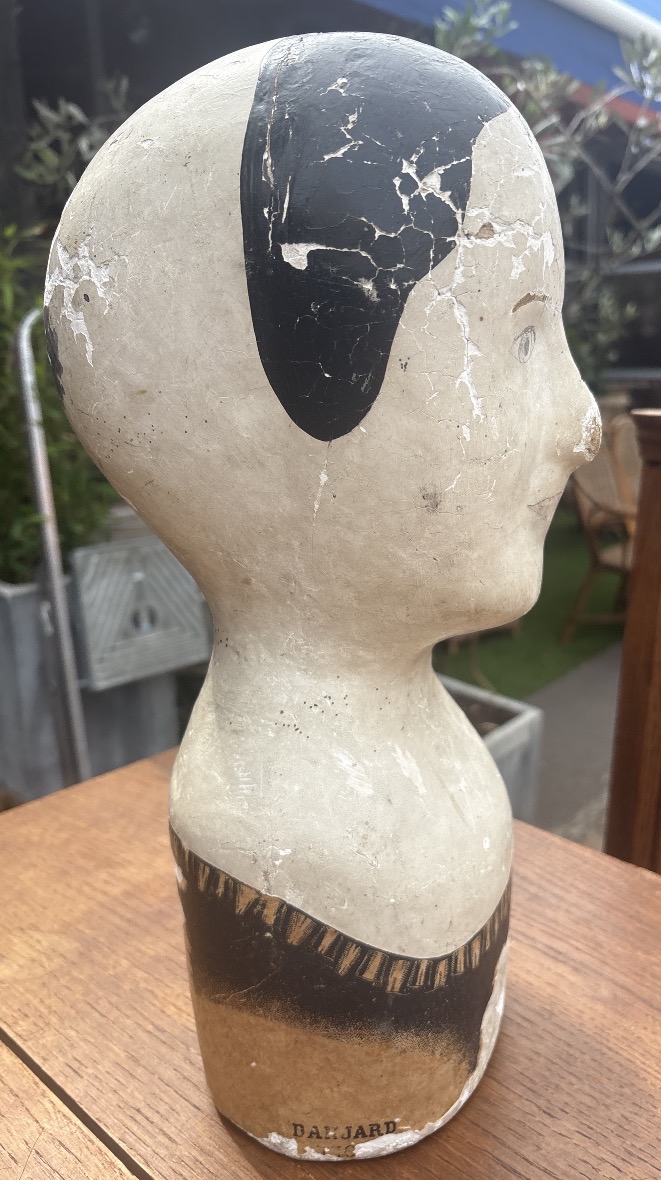 Marotte ou tête en papier mâché 19 EME  pour coiffe traditionnelle-photo-2