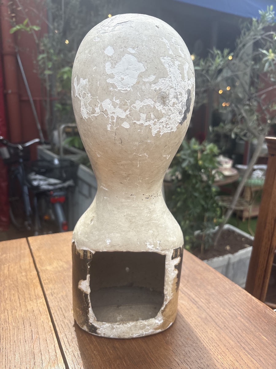 Marotte ou tête en papier mâché 19 EME  pour coiffe traditionnelle-photo-3