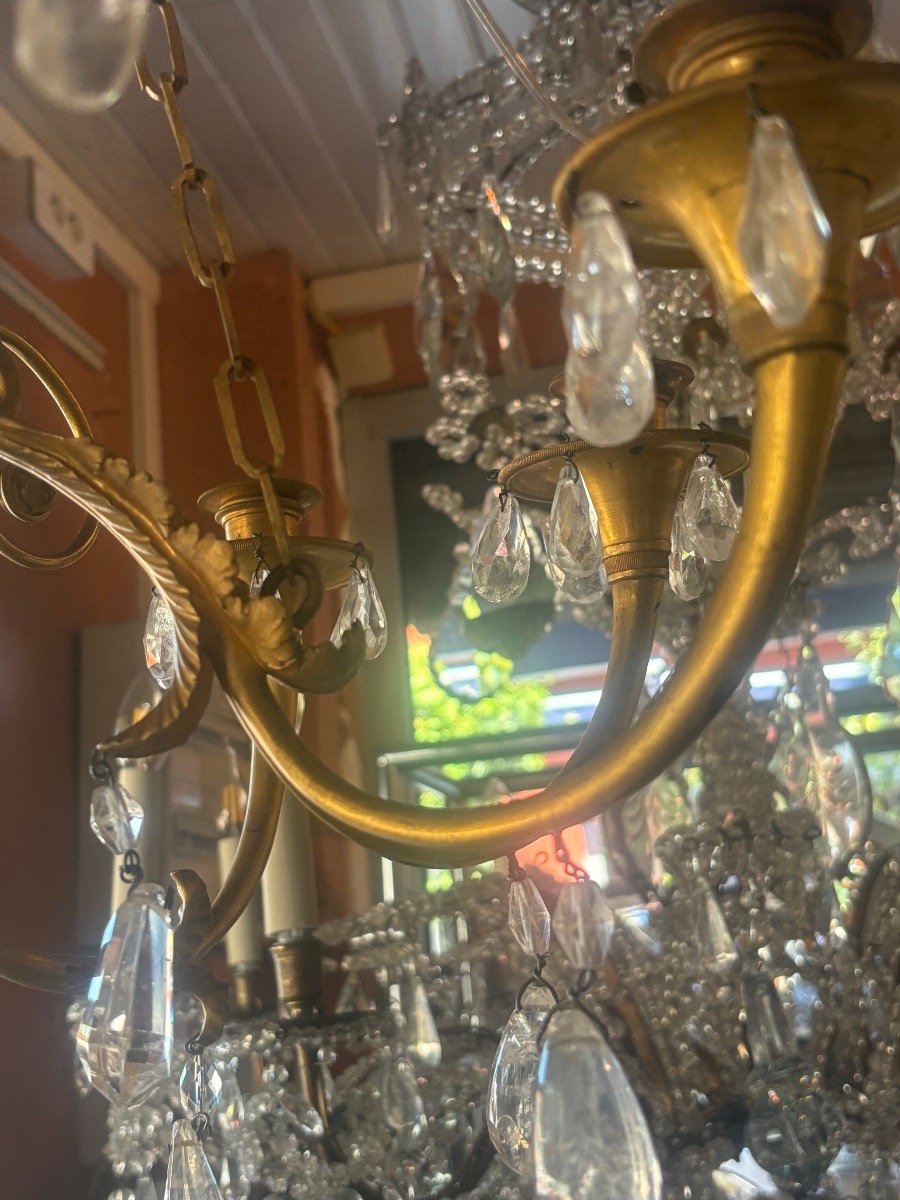 Late 18th Century 8-light Ormolu Chandelier With Dark Green Patina-photo-3