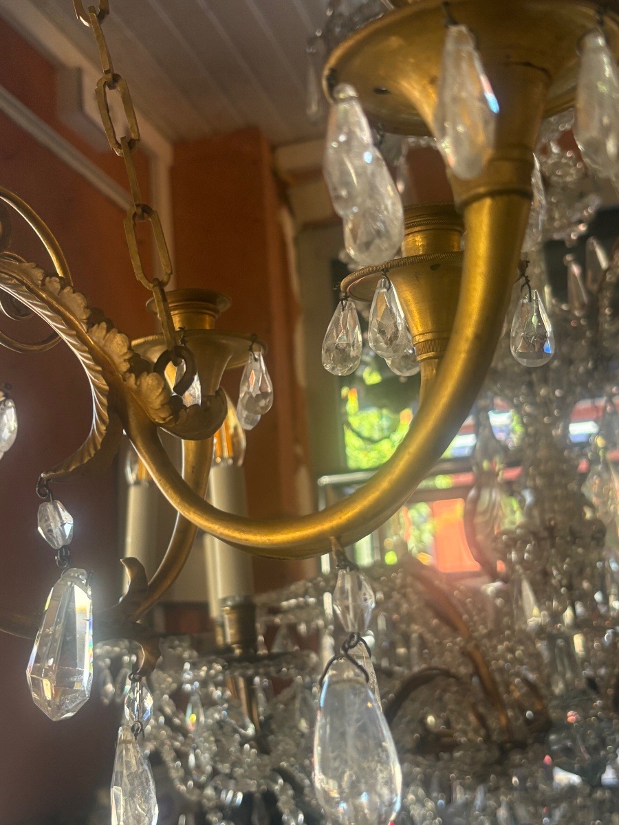 Late 18th Century 8-light Ormolu Chandelier With Dark Green Patina-photo-4