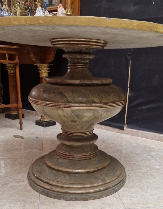Side Table With Lacquered Wooden Base And A Mosaic Top Made Of Semi-precious Stones, Views Of Rome, 20th Century, Italy-photo-2