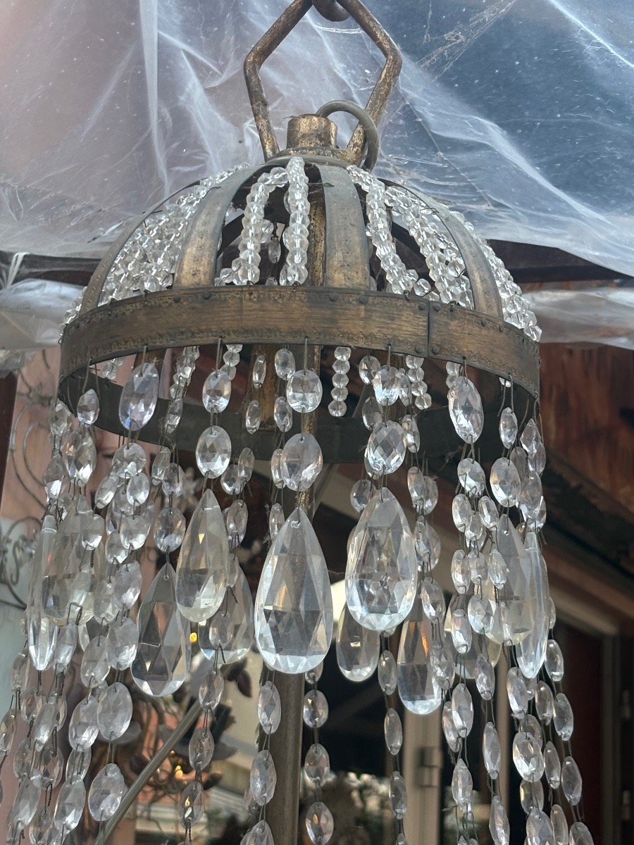 Large Chandelier From The Early 19th Century, Northern Europe, 15 Lights, Bronze, Brass, Antique Crystals -photo-3