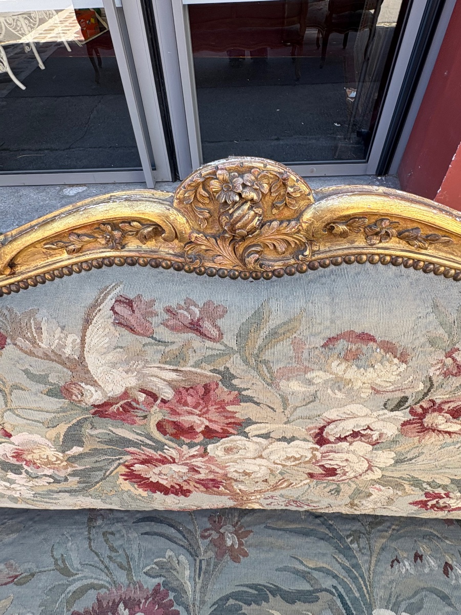 Salon Napoléon III  style Louis XV  bois doré et tapisseries Aubusson -photo-4