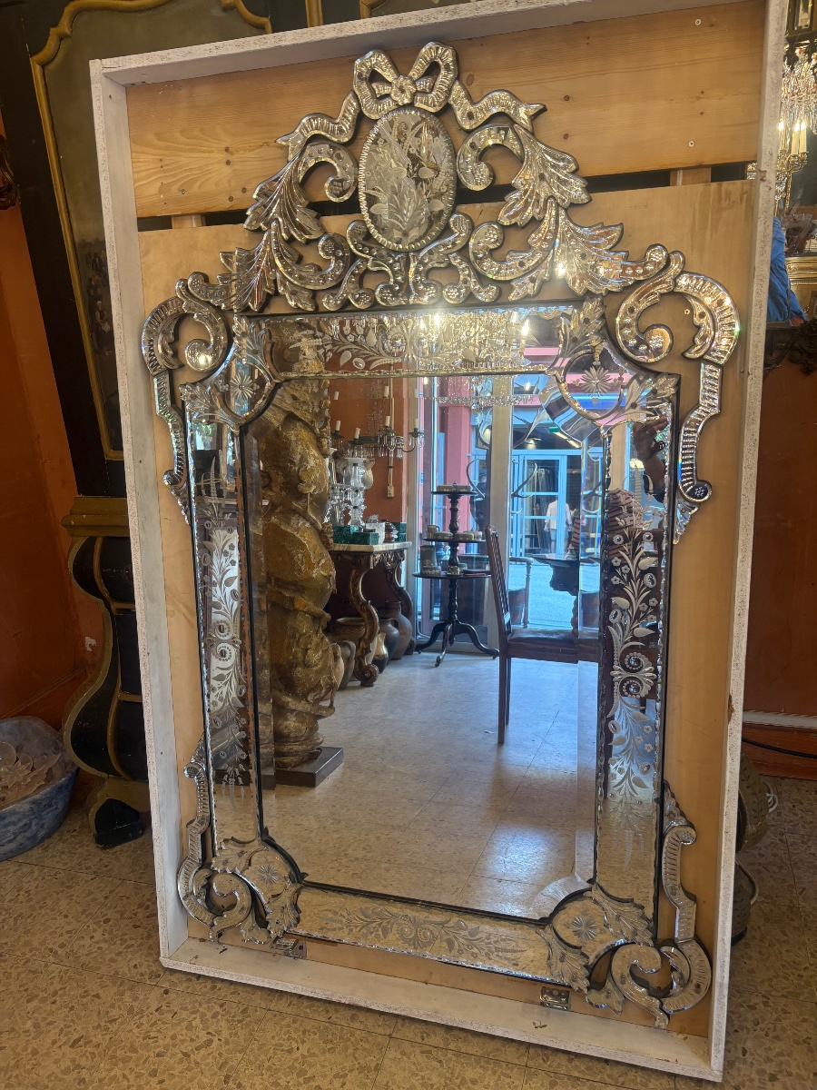 Late 19th-century Venetian-style Mirror With Engraved Decoration  -photo-2