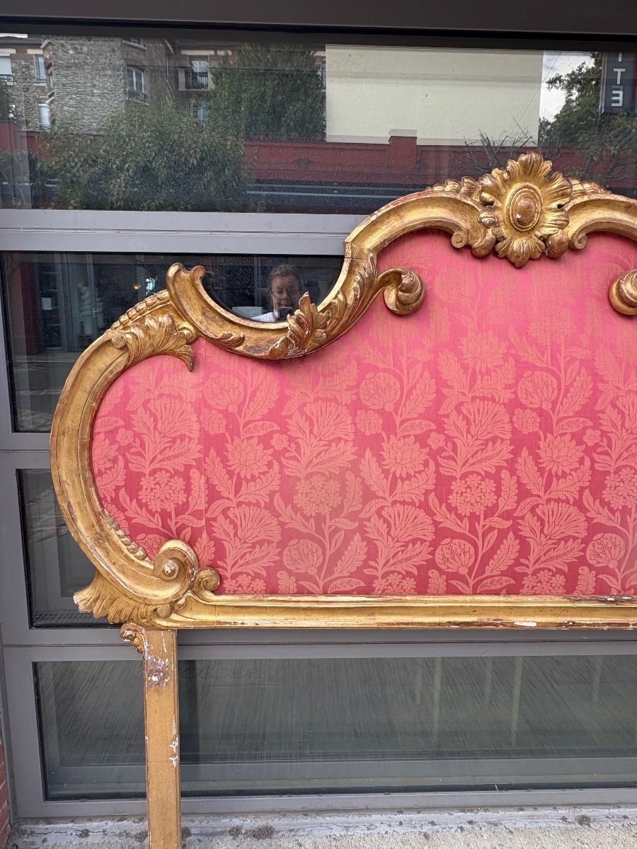19th-century Italian Baroque-style Gilded Wooden Headboard -photo-3