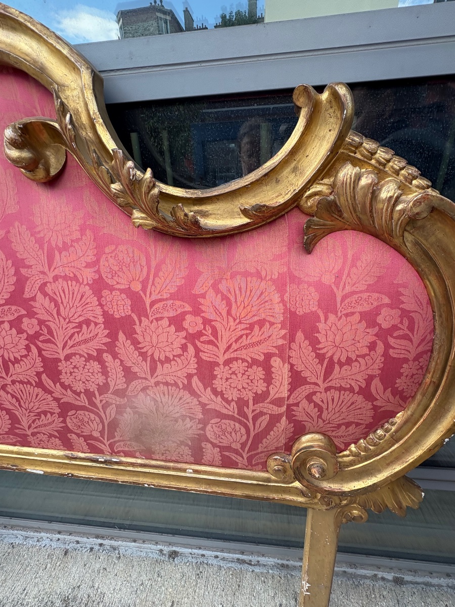 19th-century Italian Baroque-style Gilded Wooden Headboard -photo-2