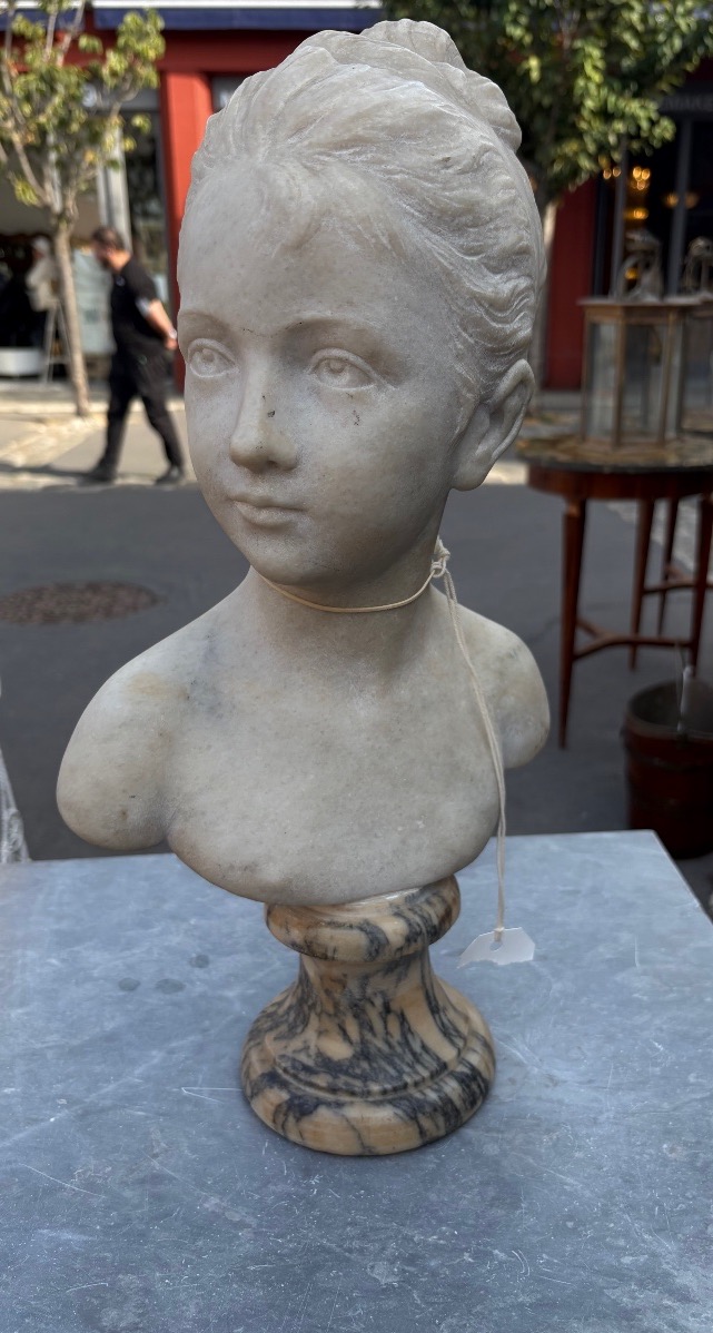 Buste en marbre de carrare du XIX EME d’après Houdon -photo-1